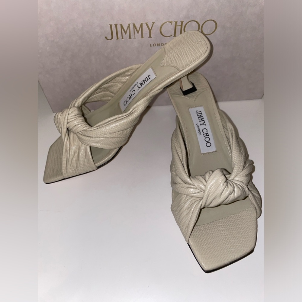 Jimmy Choo Avenue 50 Embossed Twist Mule Sandals